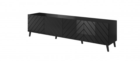 Szafka RTV ABETO 200x42x52 czarny/czarny połysk - Galeria zdjęcie 1