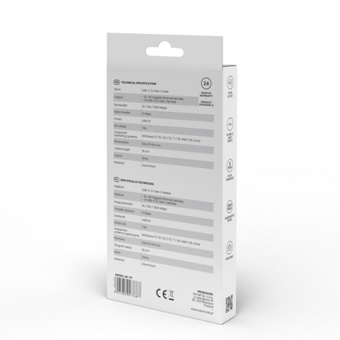 SAVIO AK-57 3-PORTOWY HUB USB-C Z ADAPTEREM RJ-45 - Galeria zdjęcie 2