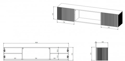 Szafka RTV ROTA 183x35x37 biały mat + czarny kominek - Galeria zdjęcie 4