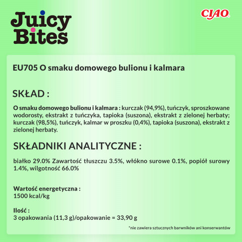INABA Juicy Bites O smaku domowego bulionu i kalmara - przysmak dla kota - 3x11,3 g - Galeria zdjęcie 7