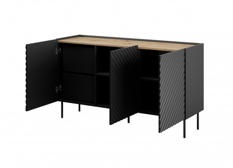 Komoda 3D2SZ ONDA 150x45x85 czarny - Galeria zdjęcie 2