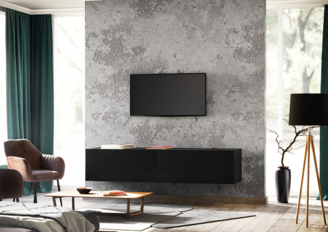 Szafka RTV NEGRO 140x40xH.30 czarny/czarny mat - Galeria zdjęcie 3