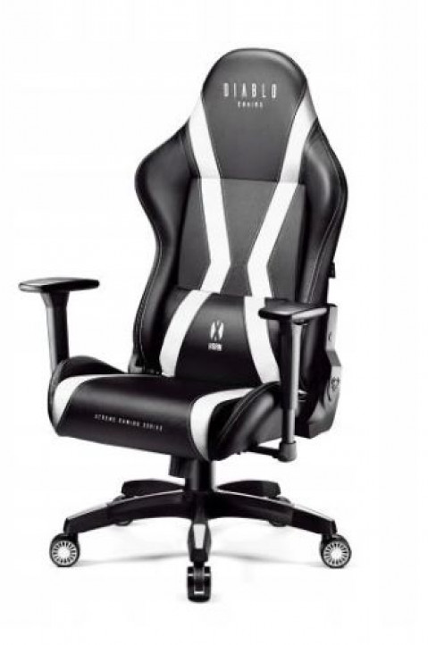 Fotel gamingowy DIABLO X-HORN 2.0 normal fotel czarno-biały - Galeria zdjęcie 3