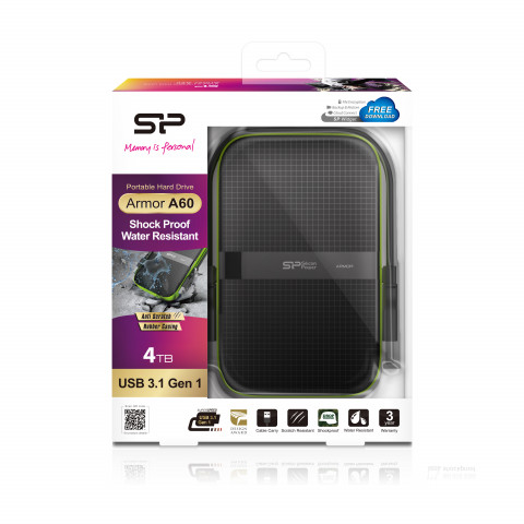 Dysk zewnętrzny HDD Silicon Power Armor A60 (4TB; 2.5"; USB 3.2; 5400 obr/min; Green-Black; SP040TBPHDA60S3K) - Galeria zdjęcie 6