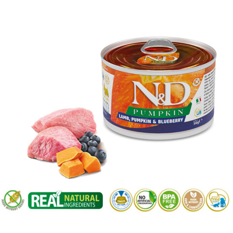 FARMINA N&D Dog Lamb, Pumpkin, Blueberry Adult Mini - mokra karma dla psa - 140g - Galeria zdjęcie 2