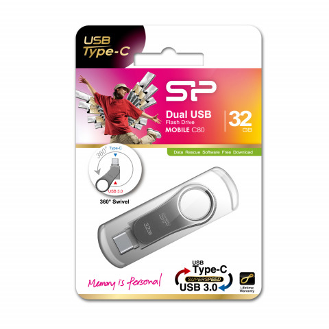 Silicon Power Mobile C80 32GB USB 3.1/Type-C Silver - Galeria zdjęcie 4