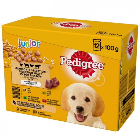 PEDIGREE Junior Wybór smaków w galaretce - mokra karma dla psa - 12x100 g - Galeria zdjęcie 1