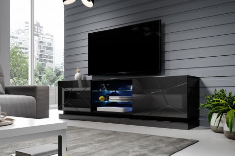 Szafka RTV QIU 200 MDF czarny połysk/czarny połysk - Galeria zdjęcie 6