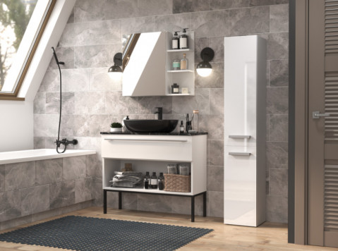 Szafka łazienkowa NEL IV 31x30xH174 biel połysk - Galeria zdjęcie 6