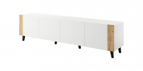 Szafka RTV FARO 200x42x52 biały mat + dąb craft - Galeria zdjęcie 1