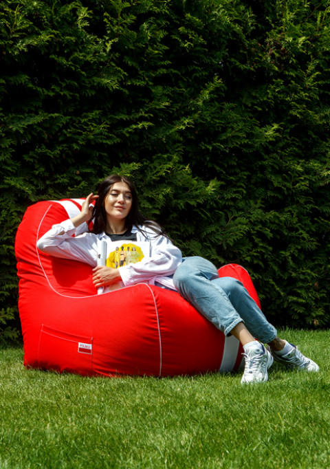 Pufa worek sako FERRARI czerwony-biały XXL 140x100 - Galeria zdjęcie 5