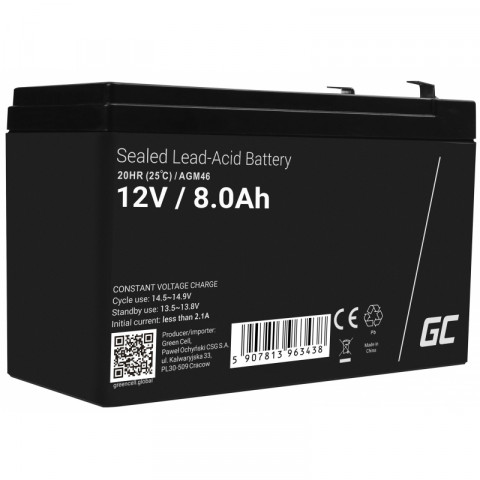 GREEN CELL AKUMULATOR ŻELOWY AGM46 12V 8AH - Galeria zdjęcie 1