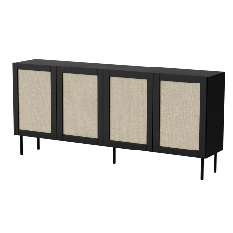 Komoda JUTA 4D 202x39,5x85 czarny + linol calabria - Galeria zdjęcie 1