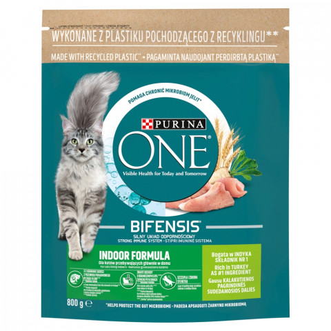 PURINA One Bifensis Adult Indoor Bogata w Indyka i Pełne Ziarna - sucha karma dla kota - 800 g - Galeria zdjęcie 1