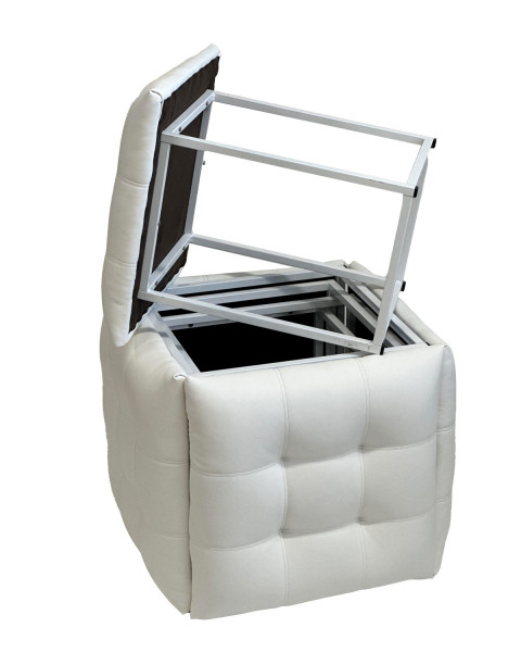 Puf-transformator 5w1 - 5 taboretów w 1 pufie biała eco skóra - Galeria zdjęcie 2