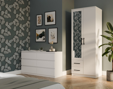 SZAFA ROMANA 80X205 BIAŁA Z LUSTREM - Galeria zdjęcie 5
