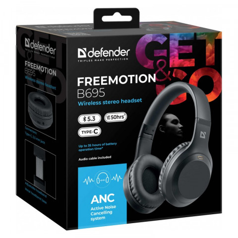 DEFENDER SŁUCHAWKI BLUETOOTH FREEMOTION B695 ANC CZARNE - Galeria zdjęcie 11