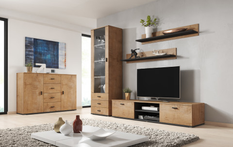 Witryna SOHO S1 dąb lefkas+ czarny - Galeria zdjęcie 5