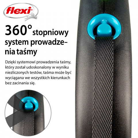 FLEXI Black Design S niebieska - automatyczna smycz dla psa - 5m - Galeria zdjęcie 3
