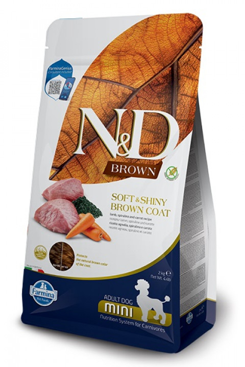 FARMINA N&D Brown Dog Lamb, Spirulina&Carrot Adult Mini - sucha karma dla psa - 2 kg - Galeria zdjęcie 1