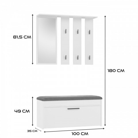 Garderoba PARMA 100x35xH180 biel - Galeria zdjęcie 4