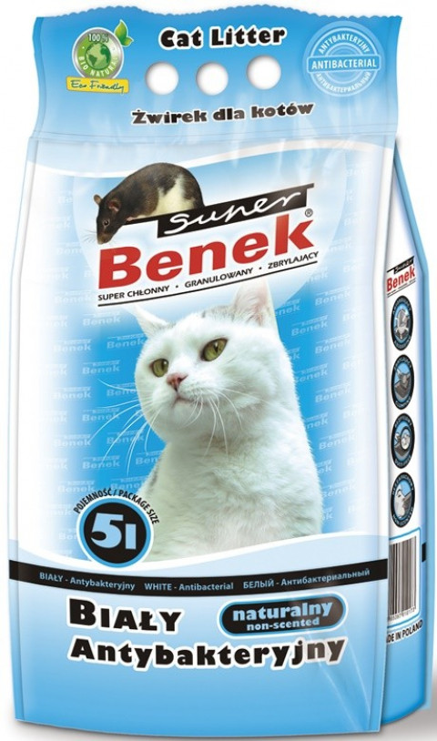 CERTECH Super Benek Biały Antybakteryjny - żwirek dla kota zbrylający 5 l - Galeria zdjęcie 1