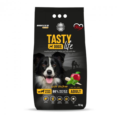 BIOFEED Tasty Dogs Life Adult Medium And Large With Chicken - sucha karma dla psa - 12kg - Galeria zdjęcie 1
