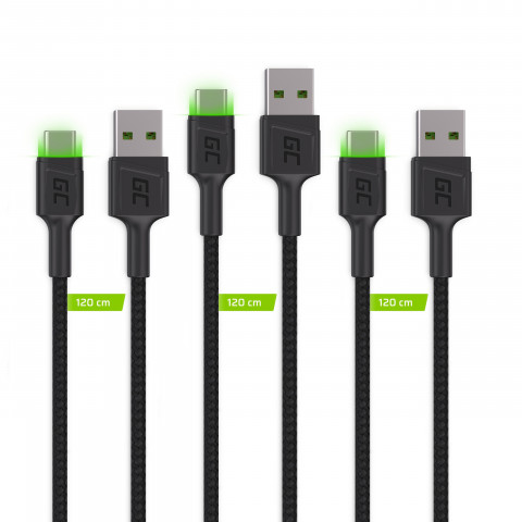 GREEN CELL ZESTAW KABLI 3X USB-USB-C 2M - Galeria zdjęcie 2