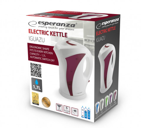 Esperanza czajnik elektryczny 1,7l iguazu bia/czer ekk018r - Galeria zdjęcie 2