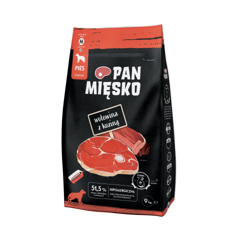 PAN MIĘSKO Wołowina z koziną M - sucha karma dla psa - 9kg - Galeria zdjęcie 1