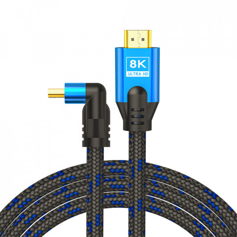 SAVIO KABEL HDMI V2.1, KĄTOWY, 5M, MIEDŹ, OPLOT BA - Galeria zdjęcie 1