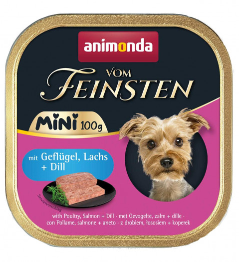 ANIMONDA Vom Feinsten Adult Mini Drób, łosoś i koperek - mokra karma dla psa - 100g - Galeria zdjęcie 1