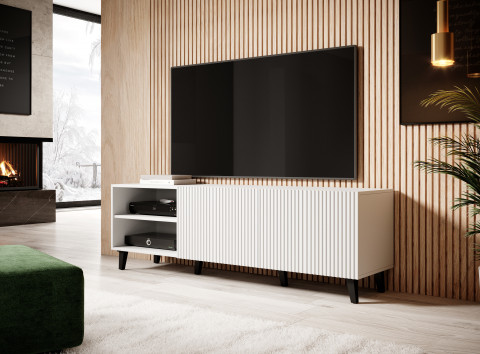 Szafka RTV PAFOS 150x40x52 biały mat - Galeria zdjęcie 3