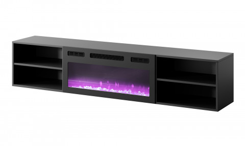 Szafka RTV POLO 180x33x39 czarny + kominek czarny - Galeria zdjęcie 2