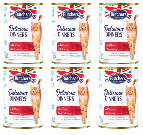 BUTCHER'S Delicious Dinners Kawałki z wołowiną w galaretce - mokra karma dla kota - 6x400g - Galeria zdjęcie 1