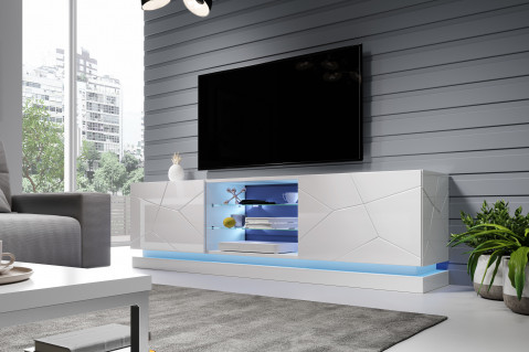 Szafka RTV QIU 200 MDF biały połysk/ biały połysk - Galeria zdjęcie 4