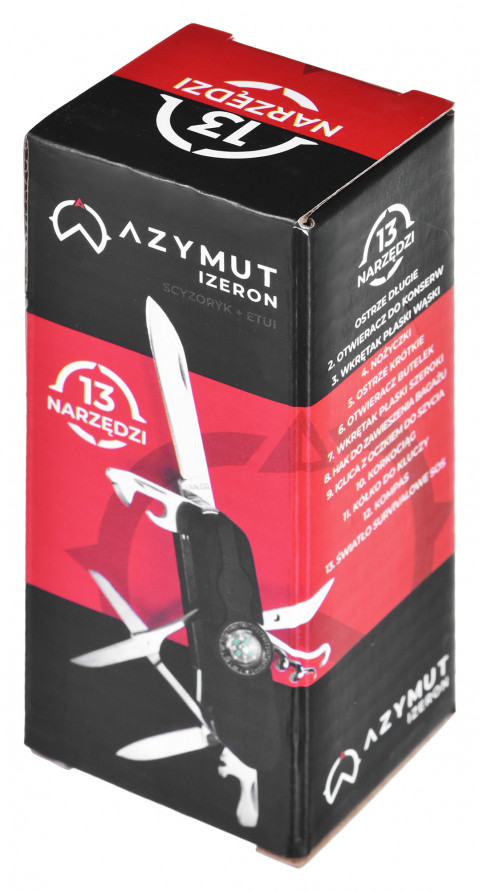 Scyzoryk AZYMUT Izeron - 13 narzędzi + kabura, 90 mm czarny (HK20017-8BL) - Galeria zdjęcie 6