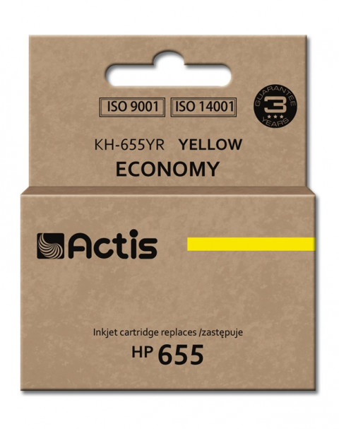Actis KH-655YR Tusz do drukarki HP, Zamiennik HP 655 CZ112AE; Standard; 12 ml; żółty. - Galeria zdjęcie 1