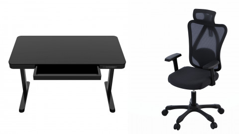 Zestaw Biurko TUCKANO czarne + Fotel ergonomiczny GEMBIRD czarny - Galeria zdjęcie 1