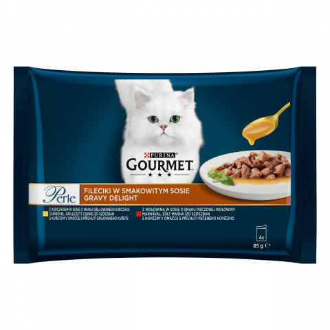 GOURMET Perle Gravy Delight Fileciki w smakowitym sosie - wołowina i kurczak - 4x85g - Galeria zdjęcie 1