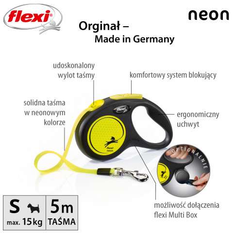 FLEXI New Neon S żółta - automatyczna smycz dla psa - 5m - Galeria zdjęcie 2