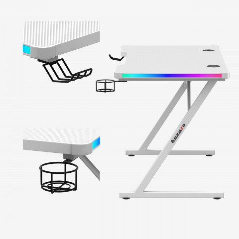 Biurko gamingowe Huzaro Hero 2.5 White RGB - Galeria zdjęcie 7