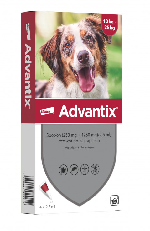 ELANCO Advantix - krople przeciw kleszczom dla psa M (10-25kg) - 4x2.5ml - Galeria zdjęcie 1