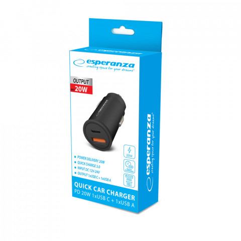 ESPERANZA ŁADOWARKA SAMOCHODOWA 20W EZC111K - Galeria zdjęcie 3