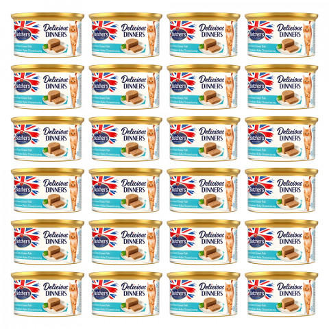 BUTCHER'S Delicious Dinners Cat - mokra karma dla kota z tuńczykiem i rybami w formie musu - puszka - 24x85g - Galeria zdjęcie 1