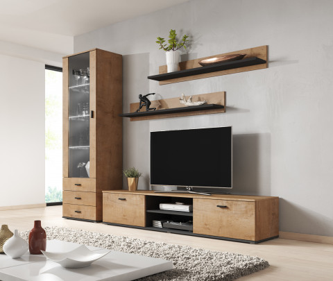 Witryna SOHO S1 dąb lefkas+ czarny - Galeria zdjęcie 4