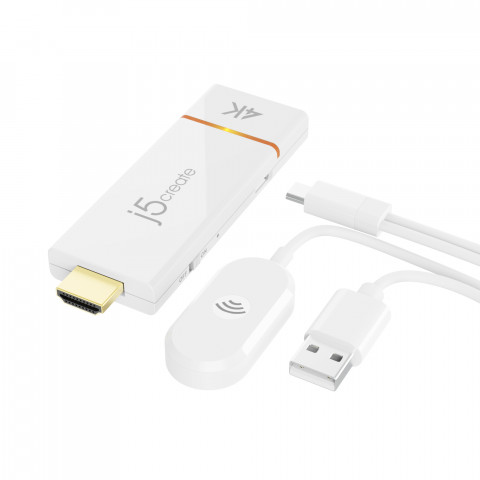 Nadajnik i odbiornik audio/video bezprzewodowy j5create ScreenCast 4K Wireless Display Adapter; kolor biały JVAW76-N - Galeria zdjęcie 1
