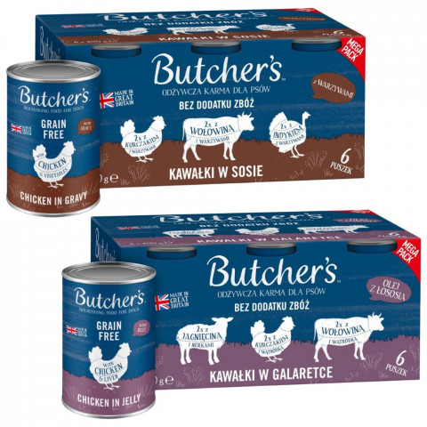 BUTCHER'S Original Mega pack MIX SMAKÓW - mokra karma dla psa - 12x400g (2x(6x400g)) - Galeria zdjęcie 1