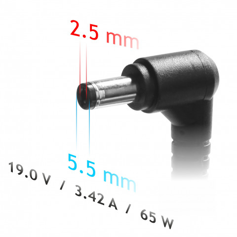 Akyga zasilacz do notebooka asus/toshiba/lenovo 19v 3.42a 65w 5.5*2.5 ak-nd-01 ak-nd-01 - Galeria zdjęcie 3