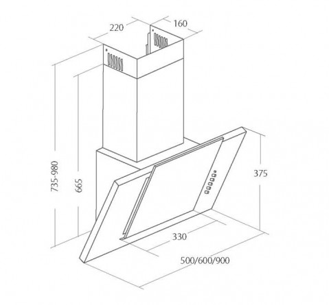 Okap Kominowy Akpo WK-4 GRAND 50 CZARNY ECO (Czarny 420m3/h 500mm) - Galeria zdjęcie 3